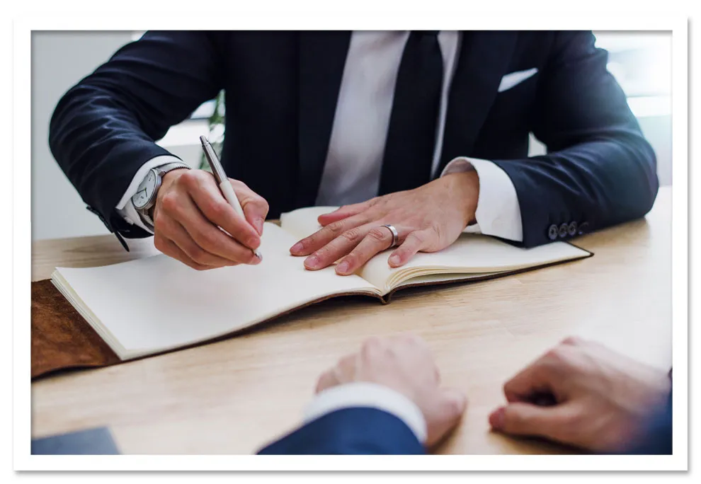 An estate planning lawyer in PA and a client discussing the specifics of his estate plan.