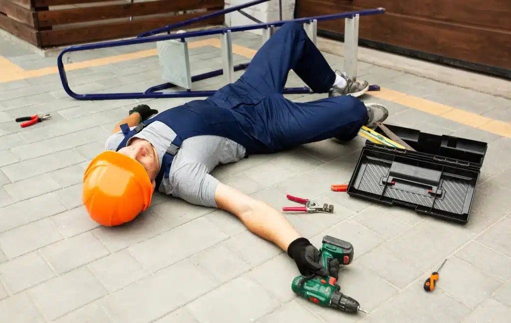 A worker who fell off a ladder.