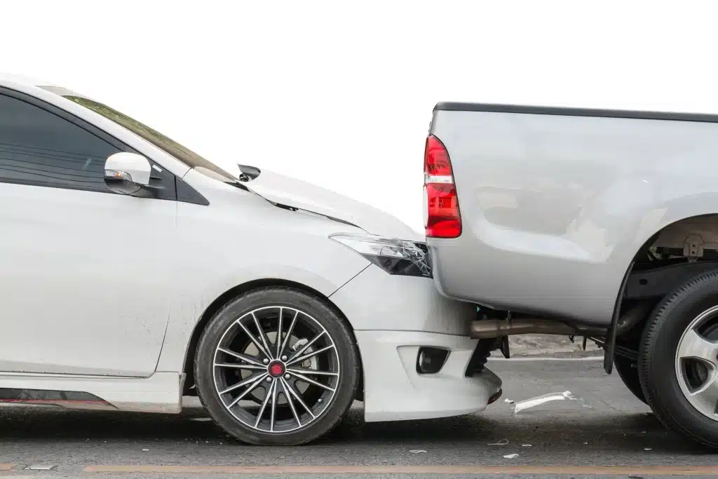 A rear-end accident.